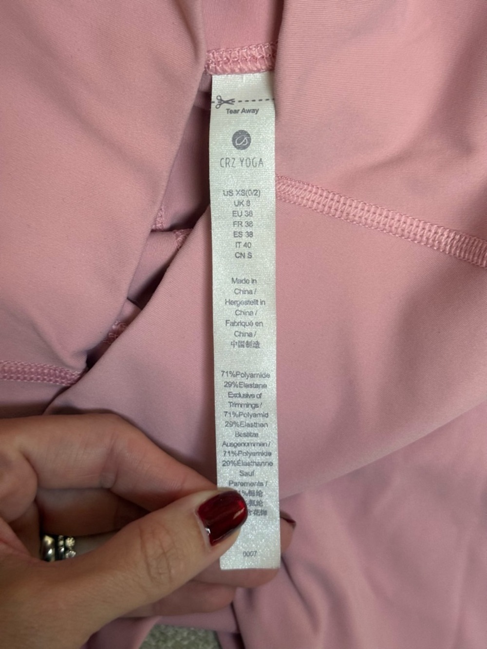 CRZ Yoga Pink Biker Shorts XS High Waisted Pocket Athletic - Picture 5 of 7